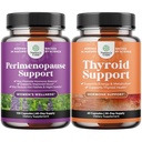 Bundle av Perimenopause Supplement med Maca Root Vitex Berry & Black Cohosh for Hot Flashs Night Sweats Hormon Balance & Mood og Thyroid støtte med L Tyrosine Bladderwrack Selenium & Ashwagandha