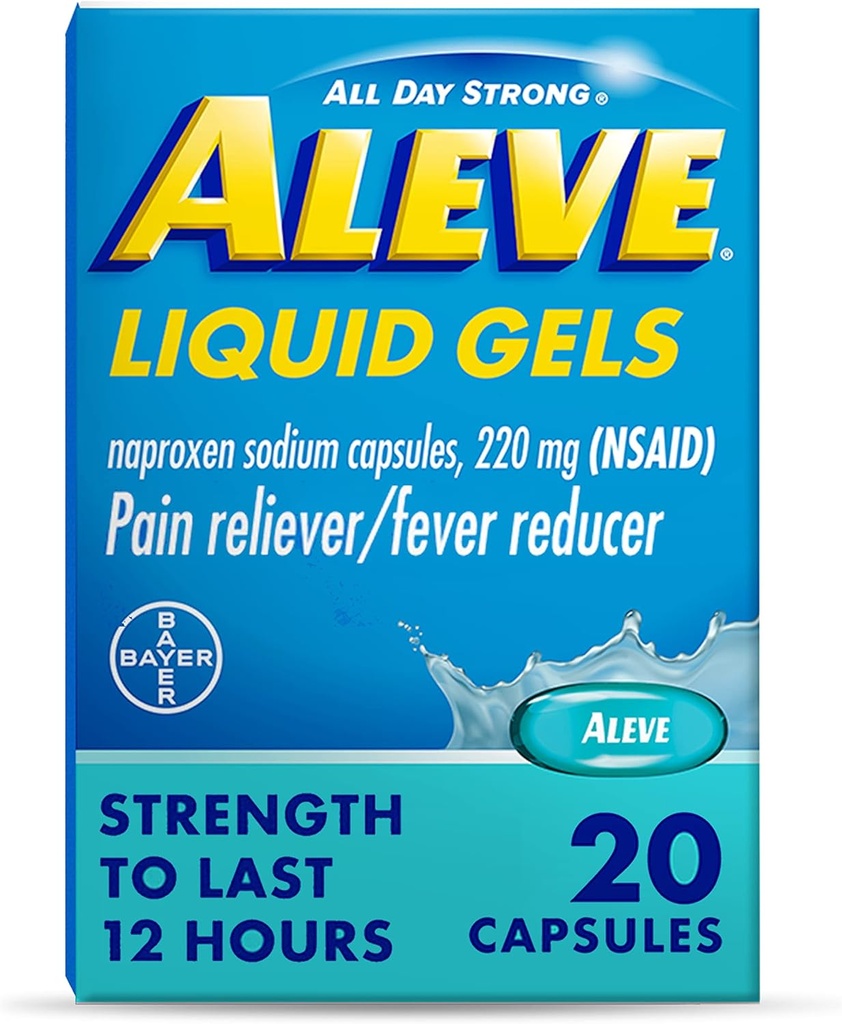Aleve smertefri & feber Reduser flytende geler, Naproxen natrium, smertelindring, 20 greve