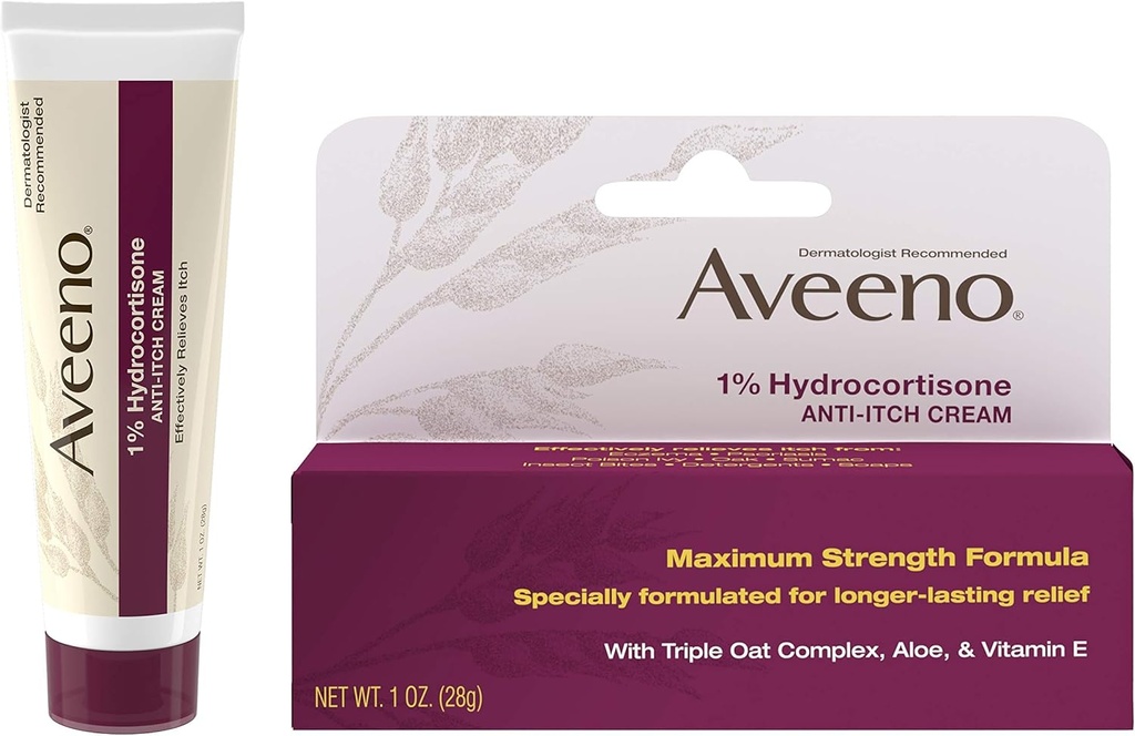Aveeno 1% Hydrokortison Anti-Tykkekrem, Maks styrke