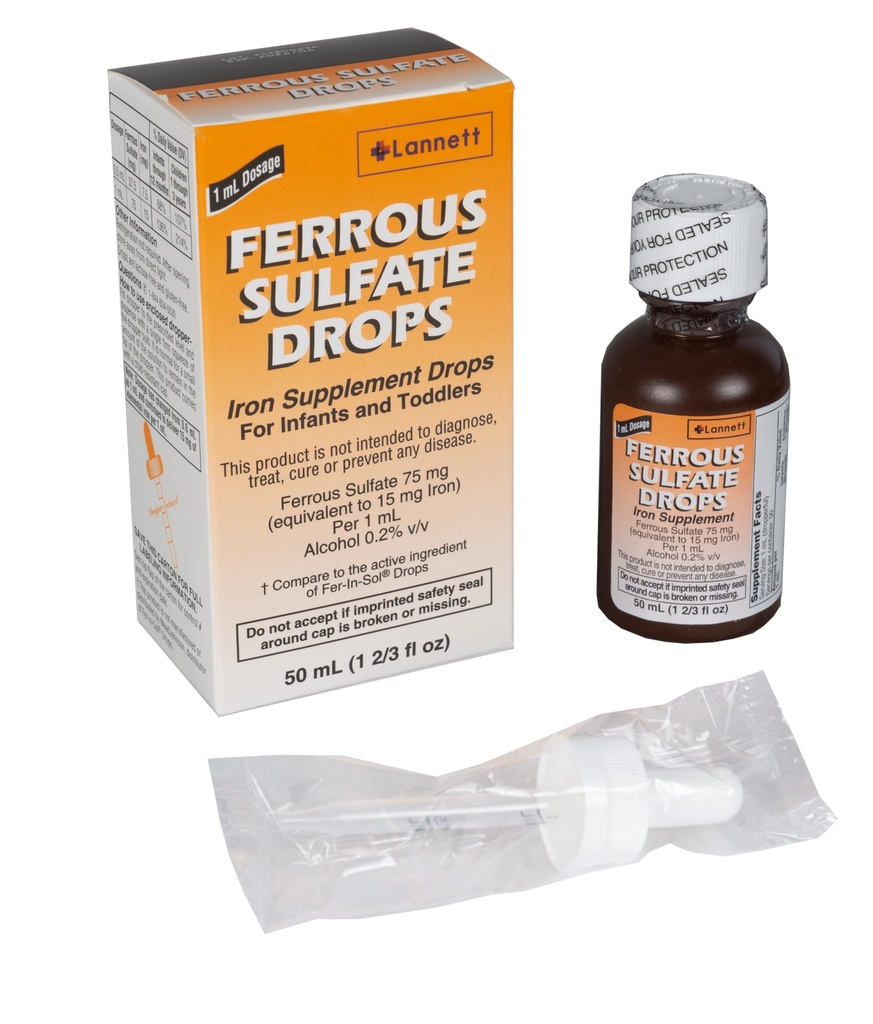 Ferrous Drops Jern Supplement Peppermynte Flavor Generic for Enfamil Fer-in-Sol jern Supplement Drops for spedbarn, Todlere og barn Måler Droper Inkludert 50 ml per flaske pakke med 2