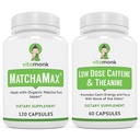 VitaMonk Energi & Fokus Bundle: MatchaMax Organic Japanese Matcha Kapsler Lav Dose Koffein og Theanine
