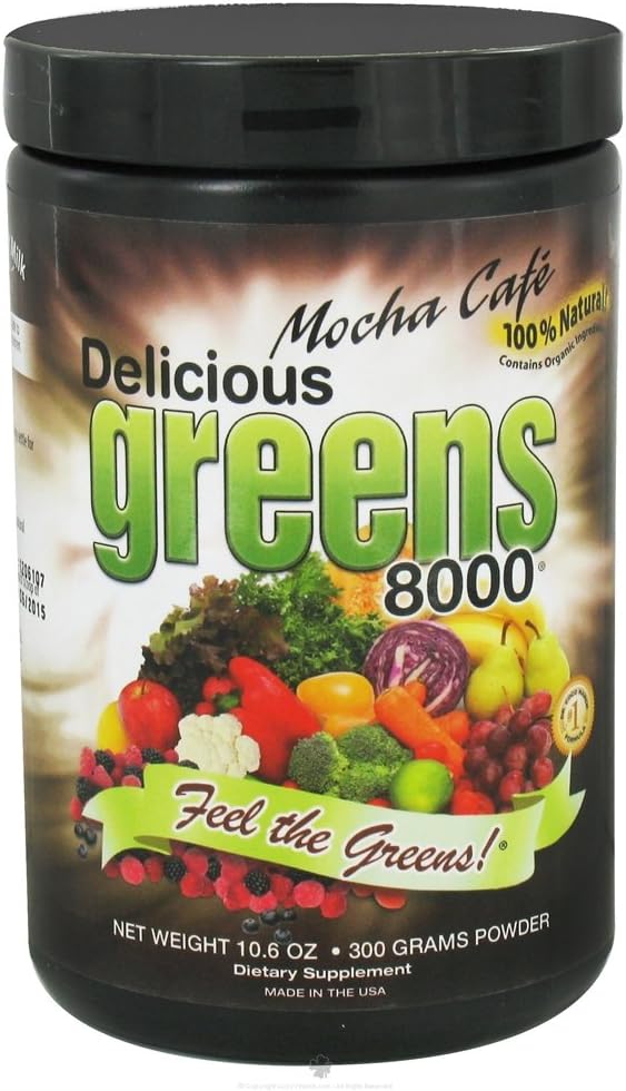 Delicious Greens 8000 Grønn Mat Supplement, Mocha Cafe, 10,6 Ounce