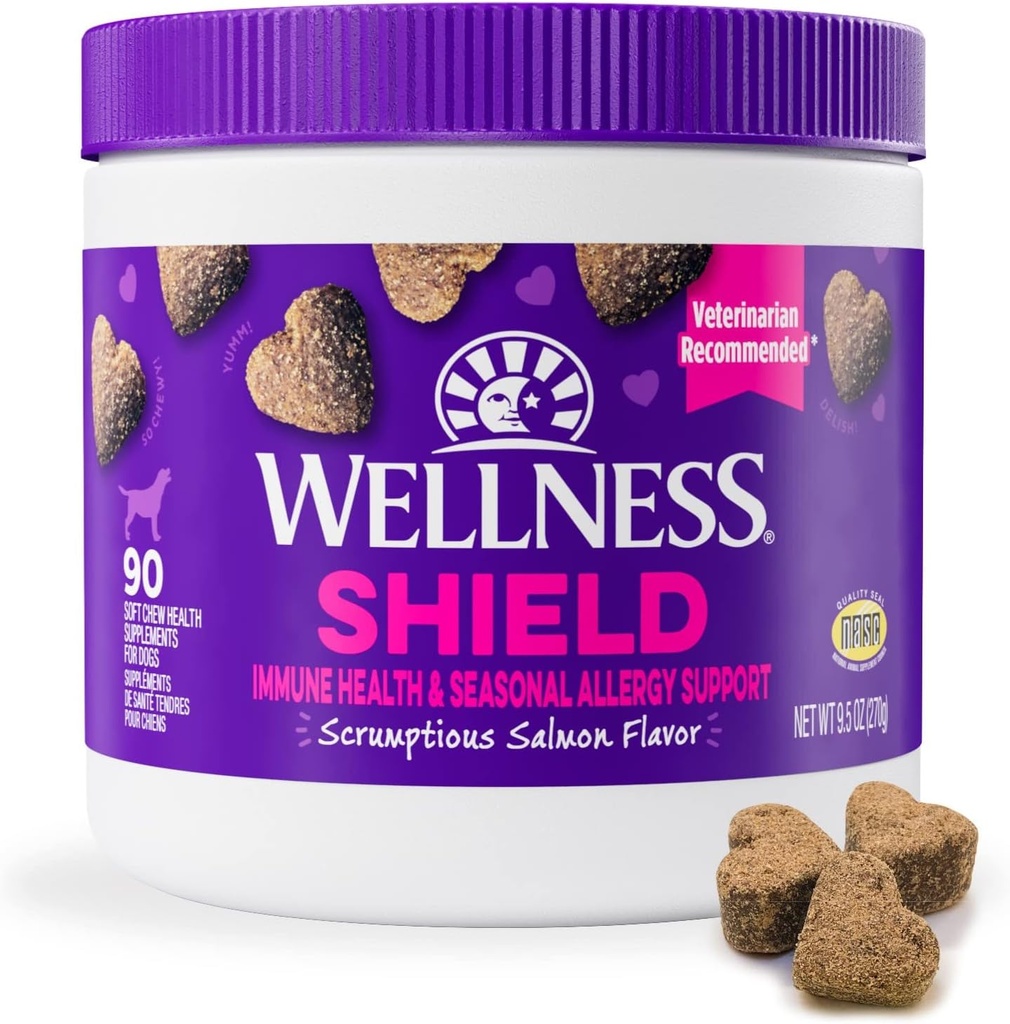 Velvære Salmon Flavored Mykt Chew Immun & Allergi kosttilskudd for hunder, 90 greve