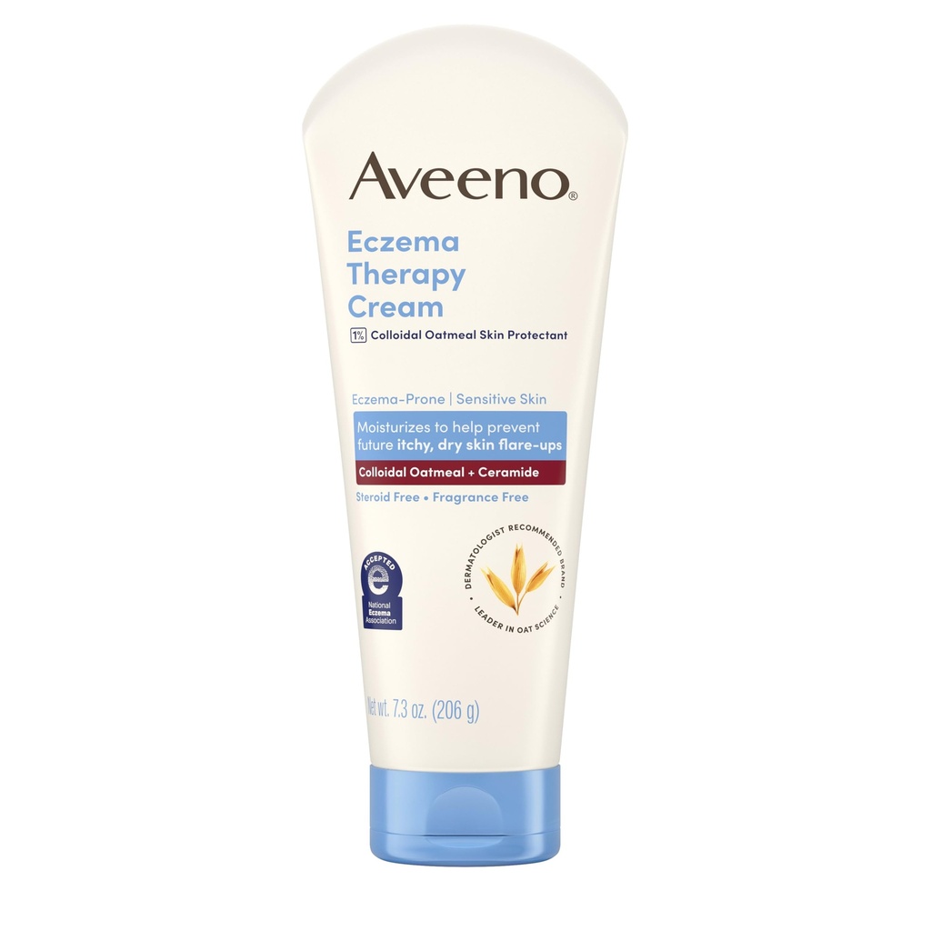 Aveeno Eczema Terapeutisk Daglig Moisturizing Body Cream for sensitive hud, Soothing Eczema Relief Cream, Colloidal Oatmele & Ceramide for tørr og kløende hud, Steroid- & Fragrance-fri, 7,3 oz