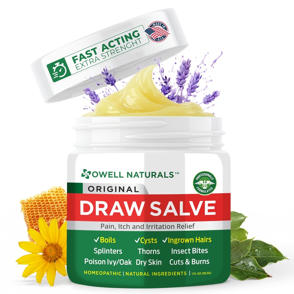 OWELL Naturals Tegning Salve Ødeleggelse for Boil & Cyst fjerning, dypt igrott hår, Splinter fjerning, Bug Spider Bites, Bee Sting, Mosquito kløe, Poison Ivy