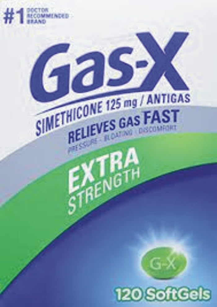 Gass-X Extra 125 mg Styrke Gass Relief Simetikon 120 Softgels