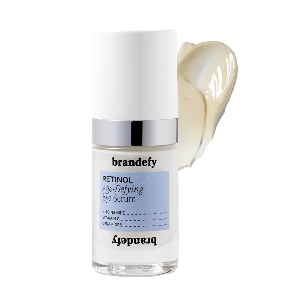 Brandefy Retinol + Niacinamid Anti-Aging Eye Serum - Under Øyekrem for mørke sirkler og Wrinkles - Peptide, Koffein, Vitamin C E Eye Cream - laget i USA (O.5 Oz)