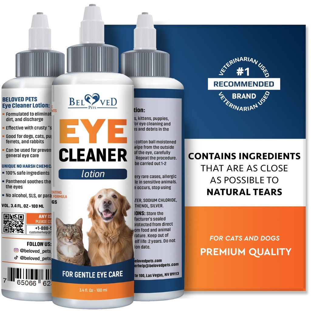 Alle Kjæledyr Eye Wash Drops for Relieve Pink Eye, Allergier Symptomer, Infeksjoner og Runny, Tørr Øye - Smertefri behandling hjelper til å hindre abrasioner, irritasjoner og konjunktivitt