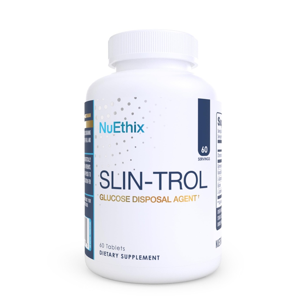 NuEthix Formuleringer SLIN-trol, glucose disposition agent piller for menn og kvinner, Nutrient Partitioning Supplement med kromium polynicotinat, & Glycine, Effektiv karbohydratabsorpsjon, ikke-GMO, 60 Services