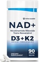 Anti-Aging Energy NAD Supplement - NMN Alternativ med Nicotinamid Riboside 1000mg, Trans-Resveratrol 300mg, vitamin D3 4000 IE og K2 110mg MK7 - vegetariske 60 kapsler, 1300mg