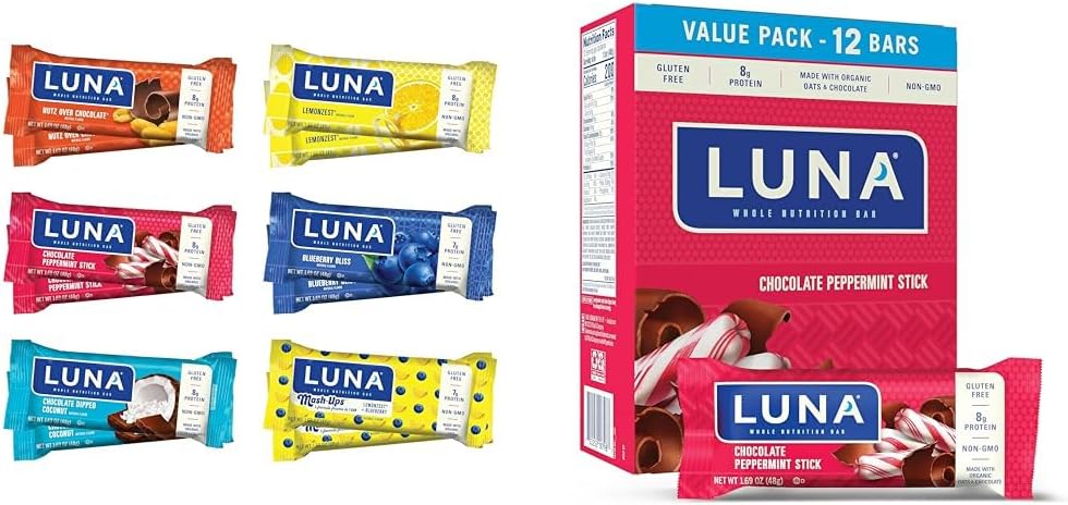LUNA Bar Variety Pack (12 greve) + sjokolade peppermynte Stick (12 pakke) - Glutenfri Snack Bars