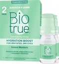 Biotrue Hydration Boost, Preservativ-fri øyedråper for tørre øyne, umiddelbart moisturizes, hydrater, kontakt linsevennlig, Forfriskende og lindret øye irritation, 0,33 FL Oz (pakke med 2)
