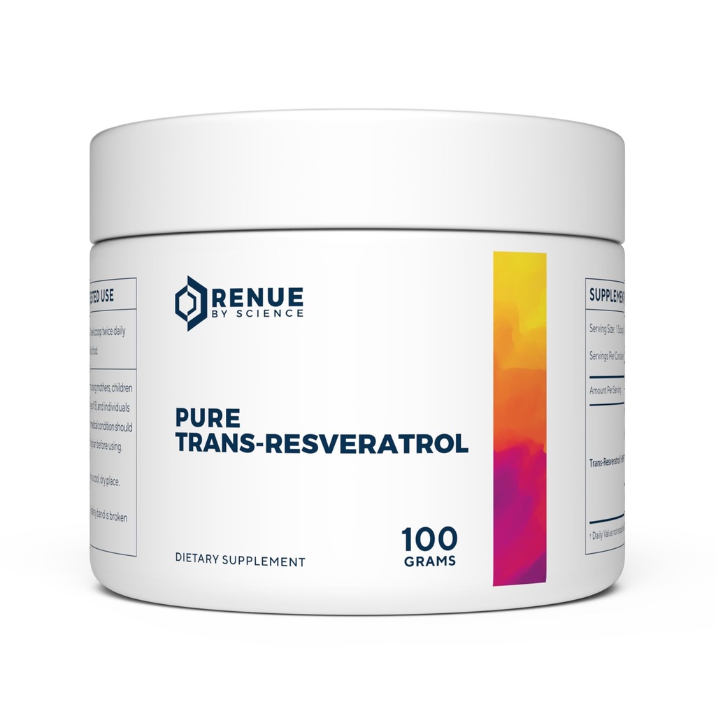 Renue by Science Resveratrol | høy styrke Resveratrol Supplement | 100g Trans Resveratrol pulver | Reservatrol 200 dagers forsyning | Ikke-GMO & Allergen Gratis | Produsert i USA Tredjeparts testet