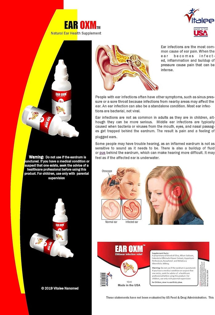 Øre OXM- naturlig øresmerter og infeksjonsdråper (1 flaske,15 ml)