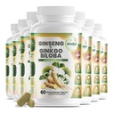 GreeNatr Ginko Biloba & Panax Ginseng Supplement - Rød Ginseng Brain Supplement for minne og fokus - Ginkgo Biloba Kosttilskudd for god visjon, immunsystem og forbedret blodflow - 12 flasker