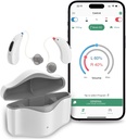 Høreapparater for eldre som kan lades opp, RIC 16 Kanal Høreapparat med Bluetooth for voksne, Senior Hearing Aids med smart støy Avbestilling, Digital Høreapparat med APP-kontroll, Hvit