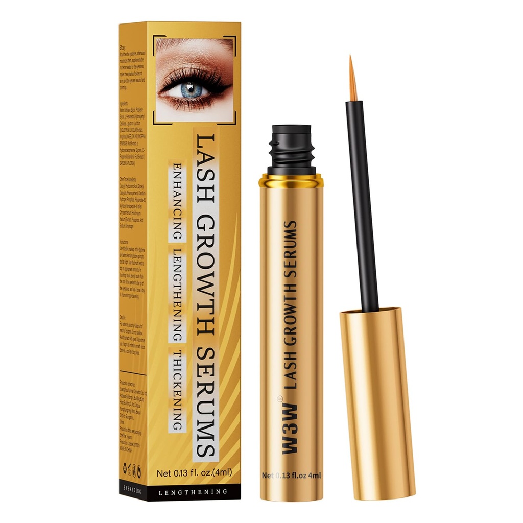 Oppdatert W3W Lash Serum for Eyelash Enhance, Eyelash Growth Serum, Gentle Formula for Lengre, Fullere og Thicker Lashes, 4ml