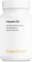 SUPERSMART - vitamin D3 1000 IU per dag - vitaminer for styrke bein - Cells Protector | Ikke-GMO & Glutenfri - 150 Softgels
