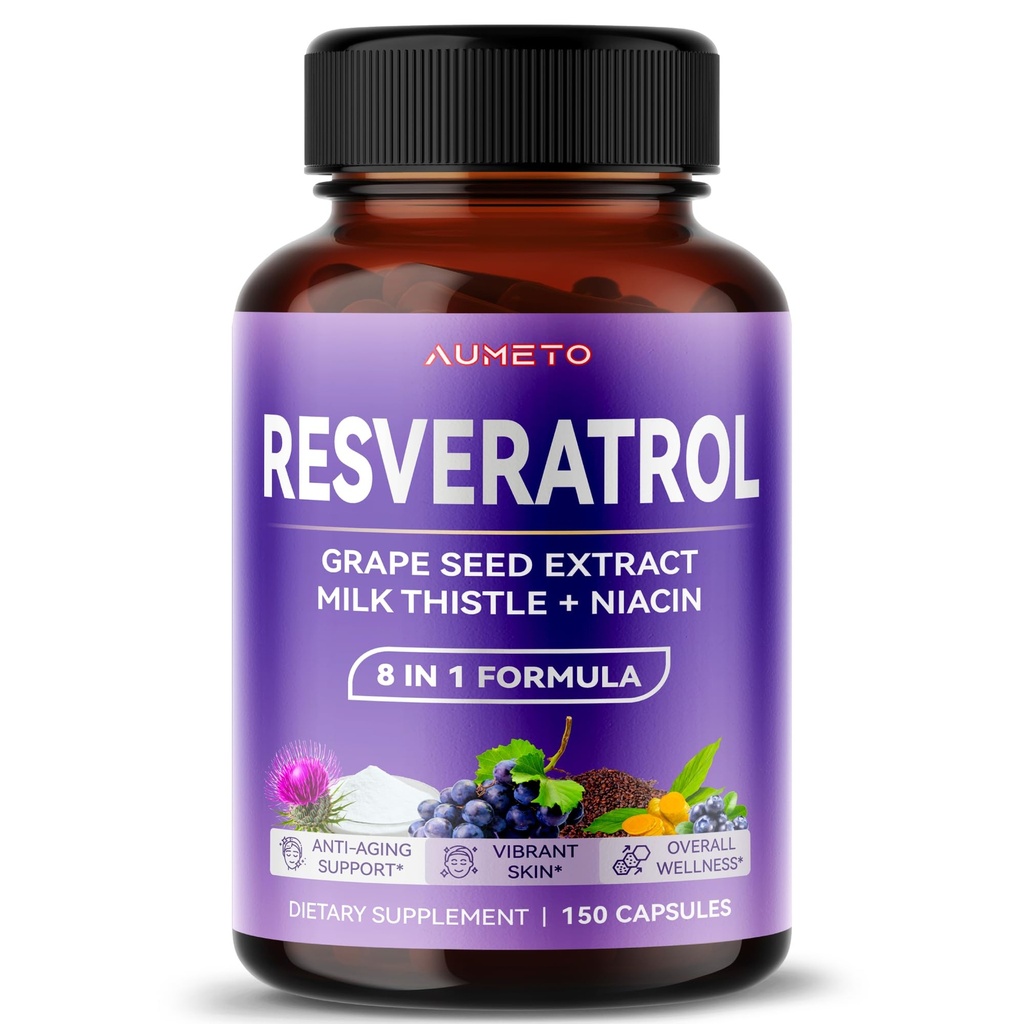 Ultra Resveratrol 8 i 1 formel - med Grape Seed Melke Thistle Niacin (150 greve (Pack of 1))