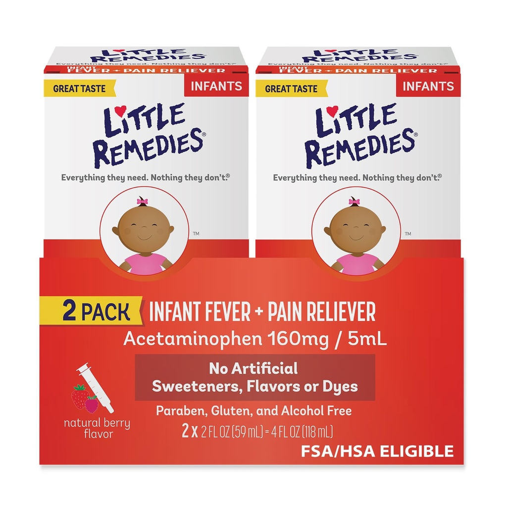 Little Remedies Infantert Feber & Smerte Reliever, Naturlig Berry Flavor, 2 Fl Oz (Pack of 2)