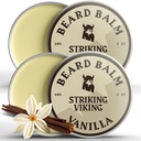 Striking Viking Beard Balm for menn - Leave i Beard Conditioner - Styling Balm laget med naturlig avledet Beard Butter, Argan & Jojoba oljer (2 Ounce (Pack of 2), Vanilla 2 Pack)