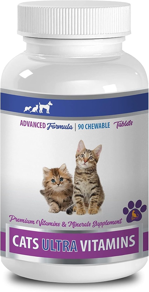 Cat Vitaminer til shedding - Ultra vitaminer til katter - Sunn Minerals og vitaminer Formula - Chews - katt kalsium Supplement - 1 flaske (90 behandlinger)