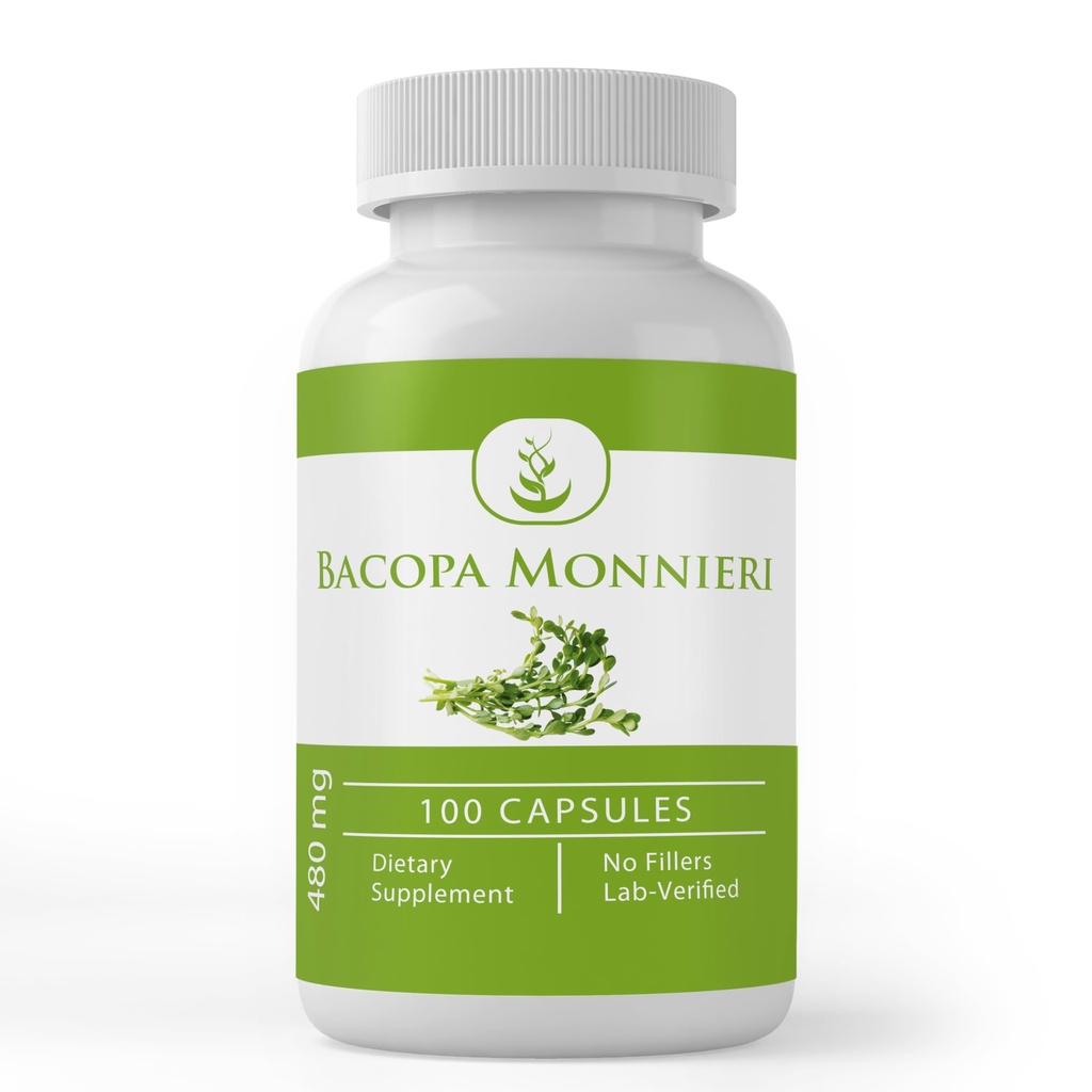 Rene opprinnelige ingredienser Bacopa Monnieri, (100 kapsler) Alltid ren, Ingen tilsetningsmidler eller fyllstoffer, Lab verifisert