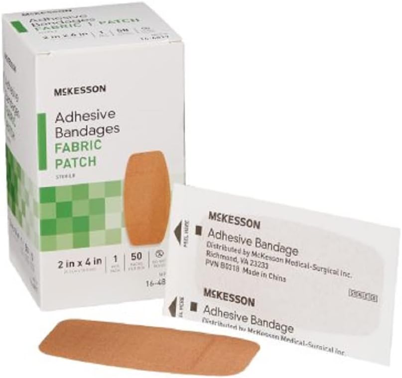 McKesson Adhesive Bandages, Sterile, Fabric Patch, 2 i x 4 i, 50 greve, 1 pakke