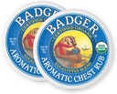 Badger Aromatic Chest Rub, 100% organisk Vaporub w/Eukalyptus & Lavender essensielle oljer å rydde & Soothe, All-Naturlig bryst Congestion Relief for voksne og barn, 2 oz tinn, 2-Pack