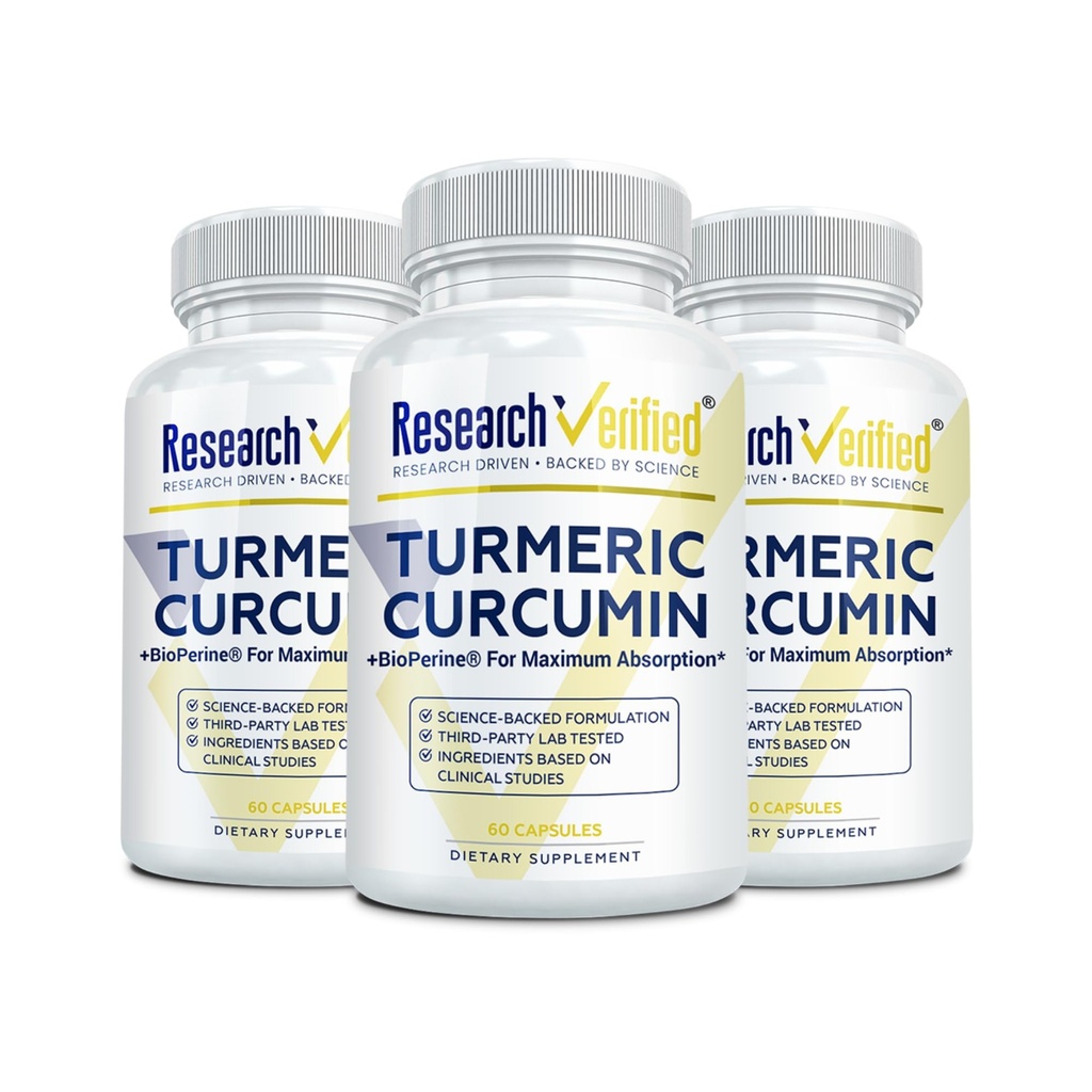 Forskning Verifisert Turmeric Curcumin - med BioPerine, Curcumin C3 Complex - Vegan - laget i USA - 180 kapsler - laget i USA
