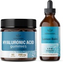 HERBAMAMA Hyaluronsyre og sitron Balm Kit - Buddel på 250 mg Hyaluronsyre Gummies & sitron Balm Leaf Extract 4 oz - Vegan, ikke-GMO, alkoholfri - 2 pakke