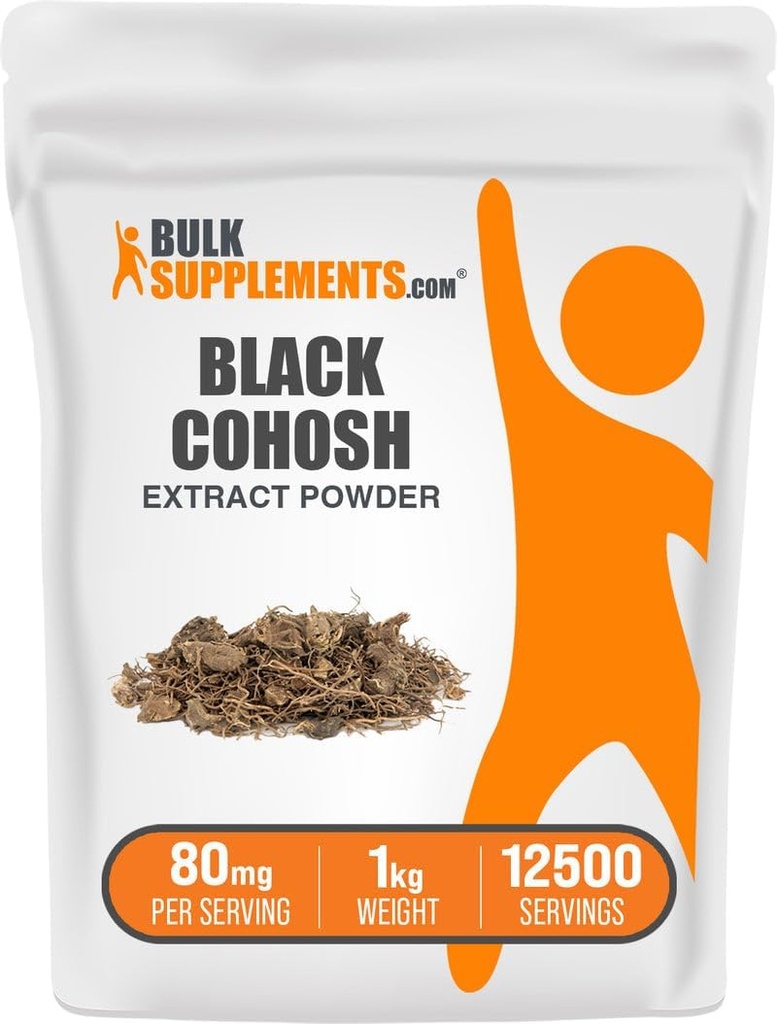 BulkSupplements.com Black Cohosh Extract pulver - fra Black Cohosh Root, Herbal Supplement - Vegansk & Glutenfri, 80 mg per servering, 1kg (2,2 lbs) (Pack of 1)