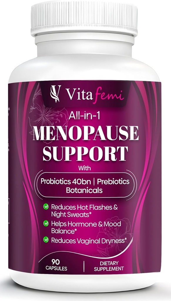 Best bedømt høy effektiv Menopause støtte, Menopause Probiotika, Hot Flashes, Natt Sweats, Hormon Balance, Mood Swings, DIM, Black Cohosh, Dong Quai, 40Bn CFU