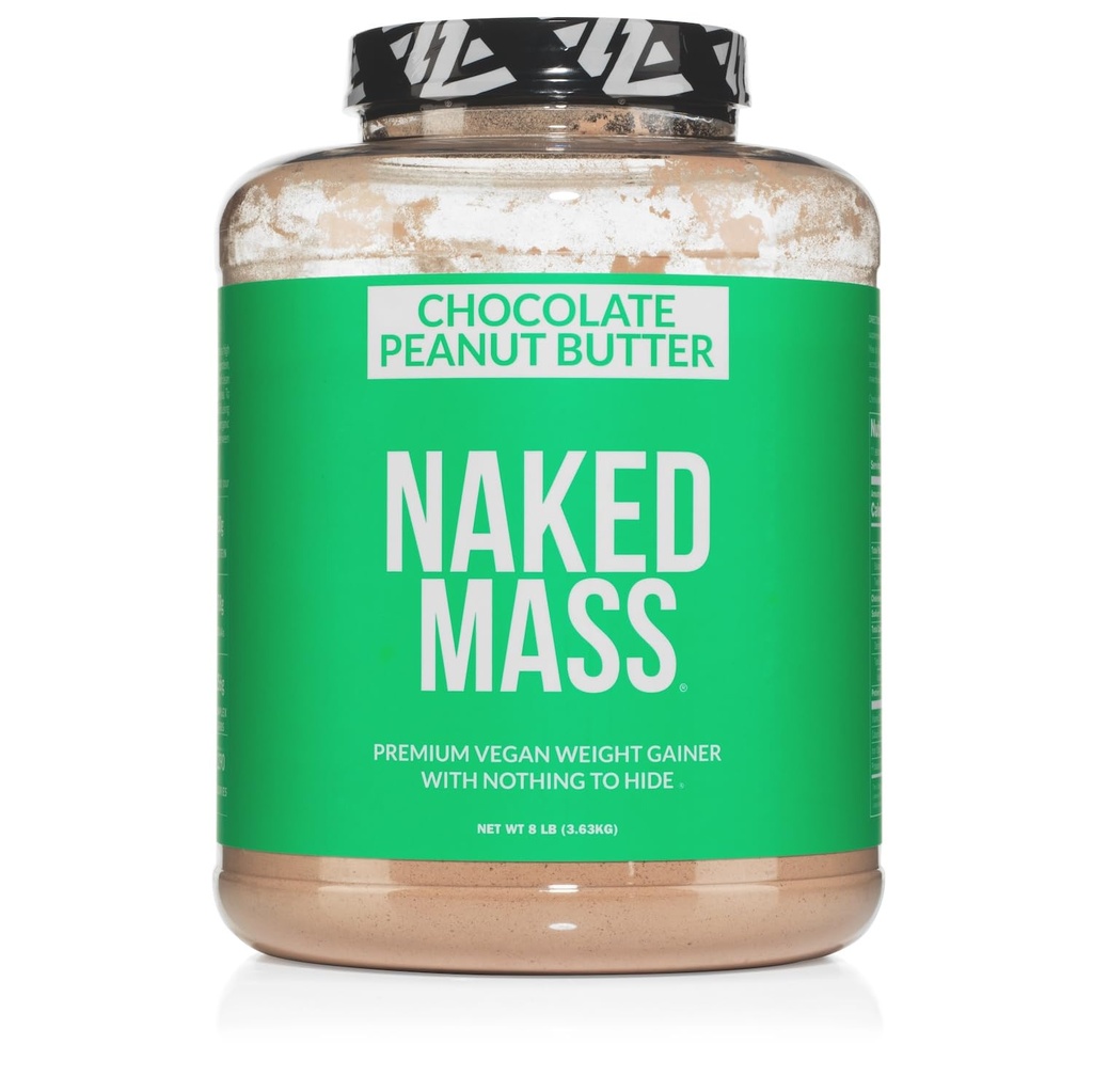 NAKED Vegansk Mass - Sjokolade Peanut Smør - 1.290 Kalorier, ingenting kunstig, Alt Naturlig Sjokolade PB Vektvinner Proteinpulver, Ikke-GMO, Soya & Glutenfri - 8LB Bulk - 11 Serveringer