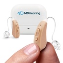 MDHearingAid AIR høreapparat (pair), OTC oppladbar, krystallklar digital lyd ved MDHearing, perfekt for briller, nesten usynlig
