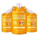 Designer wellness protein smoothie, ekte frukt, 12g protein, lav karbohydrat, null tilsatt sukker, glutenfri, ikke-GMO, ingen kunstige farger eller flavorer, fersken mango, 12 greve