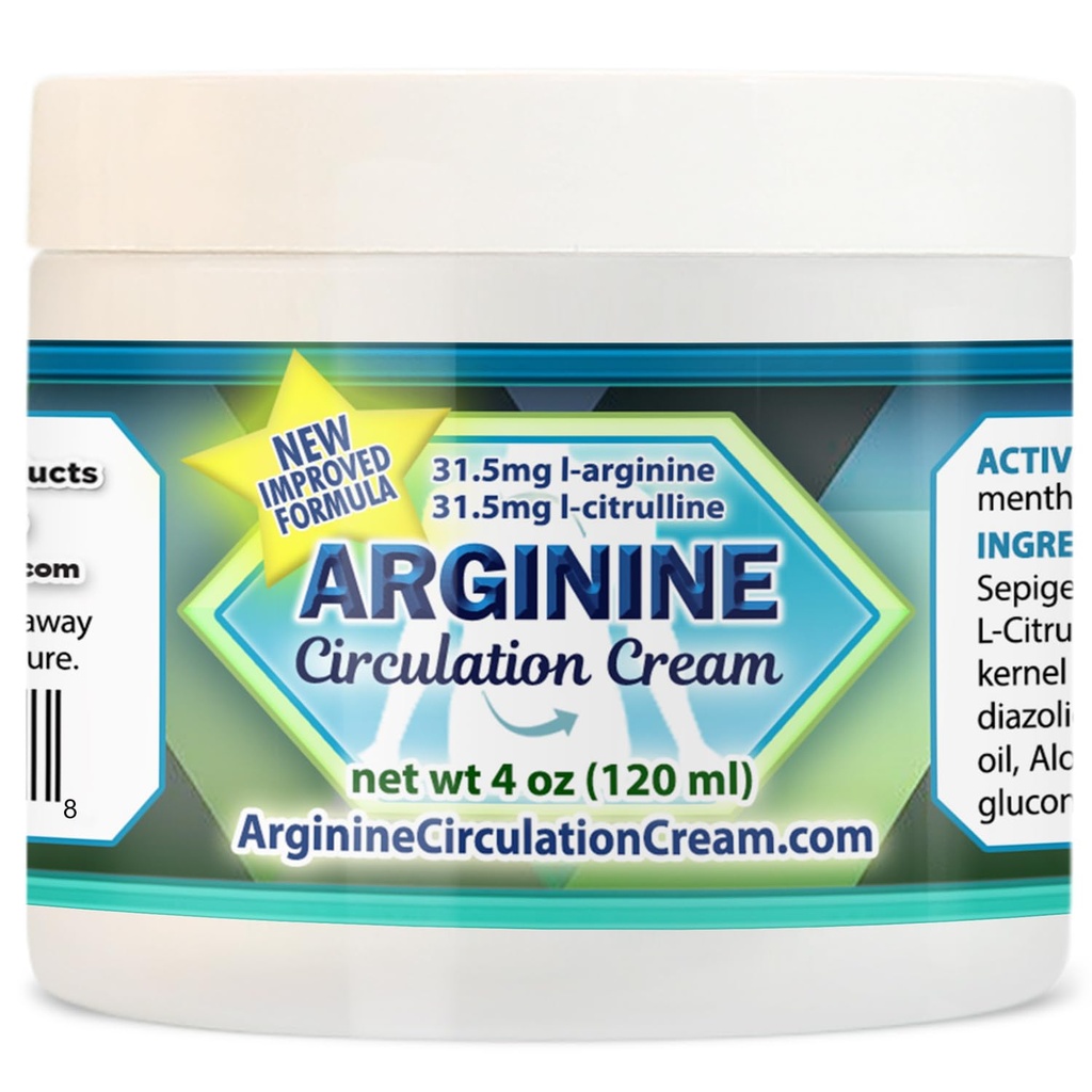 Arginine sirkulasjonskrem 4 oz - Menthol, L Arginine & L Citrulline Lotion - støtter sunne ben og kropp blodflow - hele familieprodukter