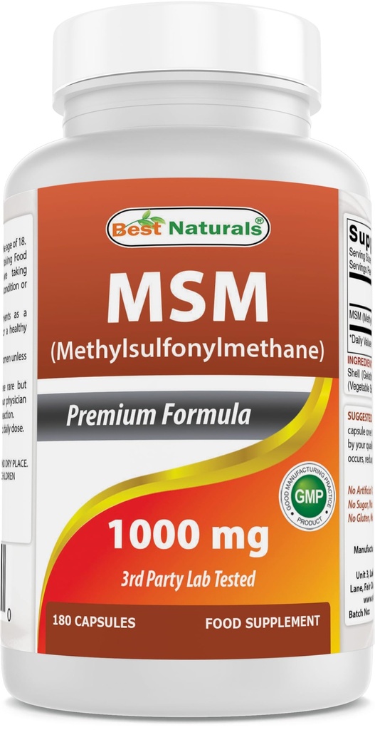 Beste Naturals MSM 1000 mg 180 kapsler