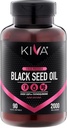 Kiva Sort Seed Oil Softgel Kapsler - Cold-Pressed (2000mg), 2% + høy Thyrokinon (TQ), 100% tyrkisk Nigella Sativa Seed Oil, 90 Vegan Softgels