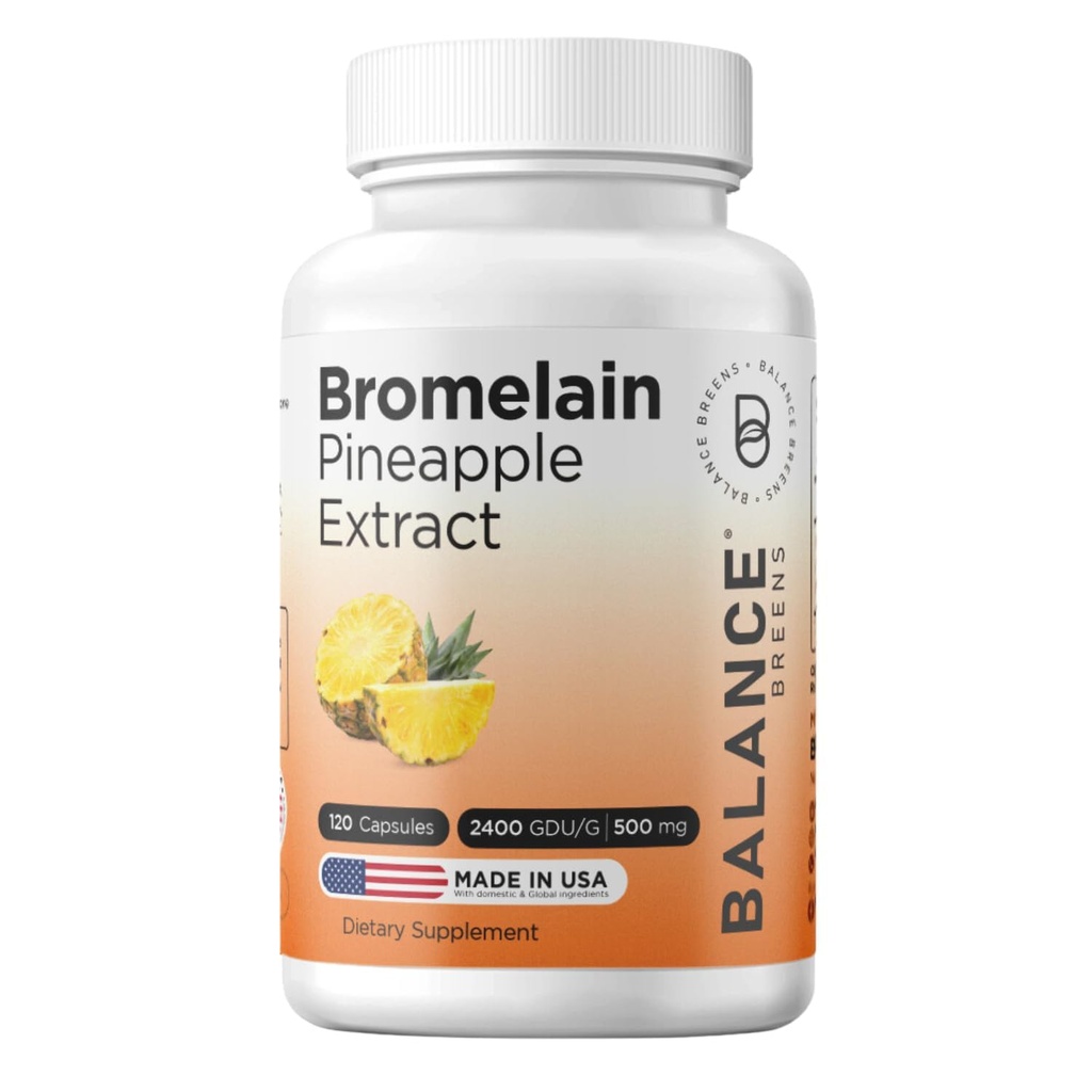 Balancebreens Bromelain 500mg, 120 kapsler - Pineapple Extract Digestive Enzyme, støtter Digestion og felles helse Supplement