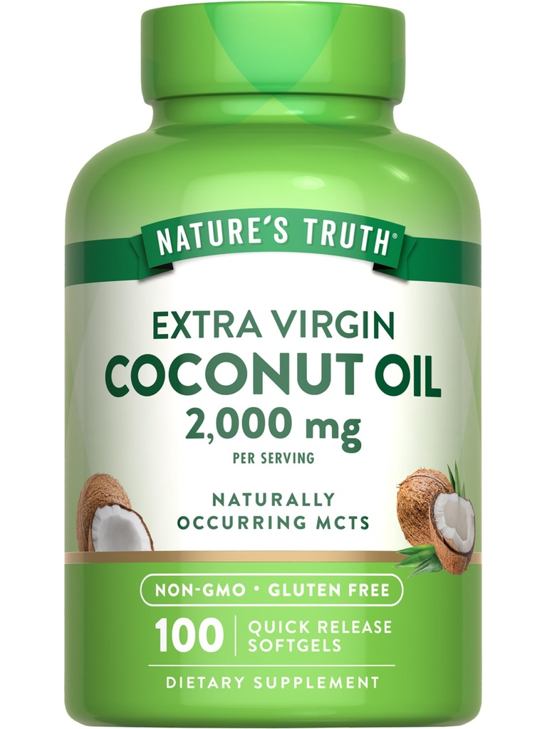 Naturens Sannhet Kokosolje Supplement ® 100 Softgels | naturlig forekommende MCTs ® Ikke-GMO & Glutenfri