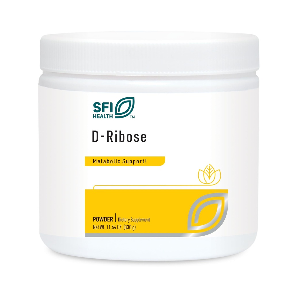 Klaire Labs SFI Health D-Ribose pulver - Energimetabolisme og kardiovaskulær støtte - Hypoallergen D-Ribose Supplement med naturlig, mild søt smak - Bland i vann eller juice (300g / 10,58oz)