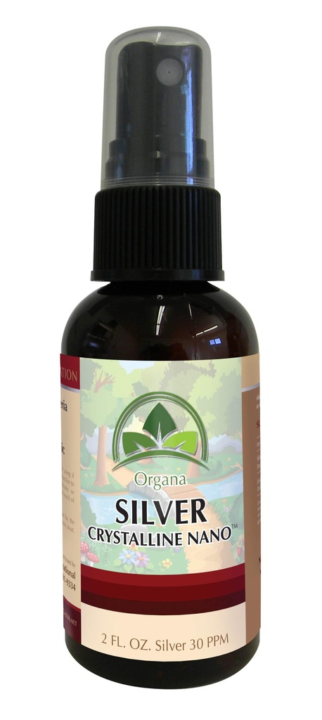 Organa Crystalline Nano Colloidal Sølv Spray - 30 PPM - 2 Ounce Spray Flaske