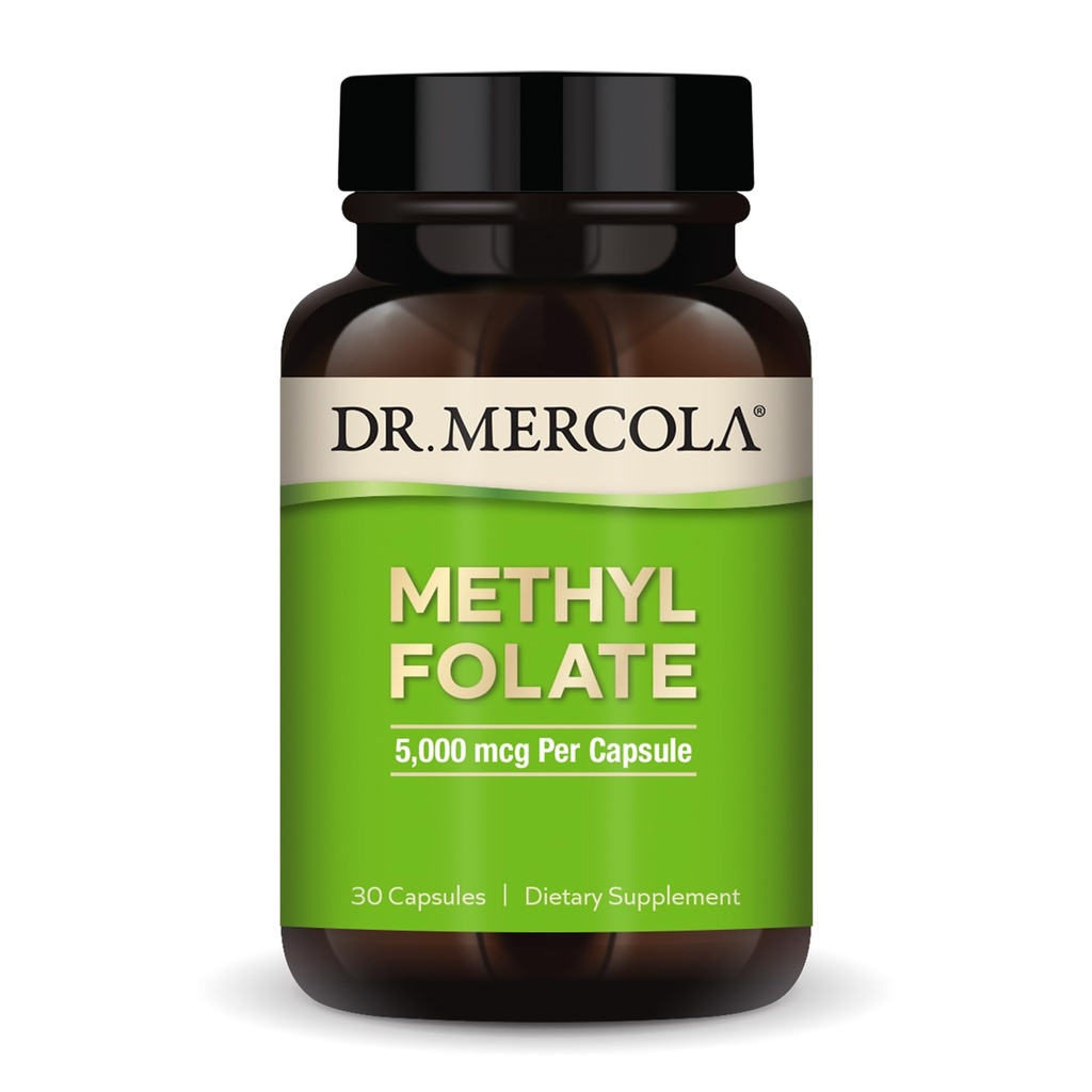 Dr. Mercola Metyl Folat - støtter avgifts- og cellehelse - 5-MTHF Folat - Biotilgjengelig formel - 5 mg - 30 kapsler