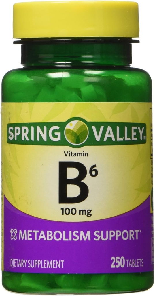 Spring Valley - vitamin B-6 (Pyridoxin) 100 mg, 250 tabletter