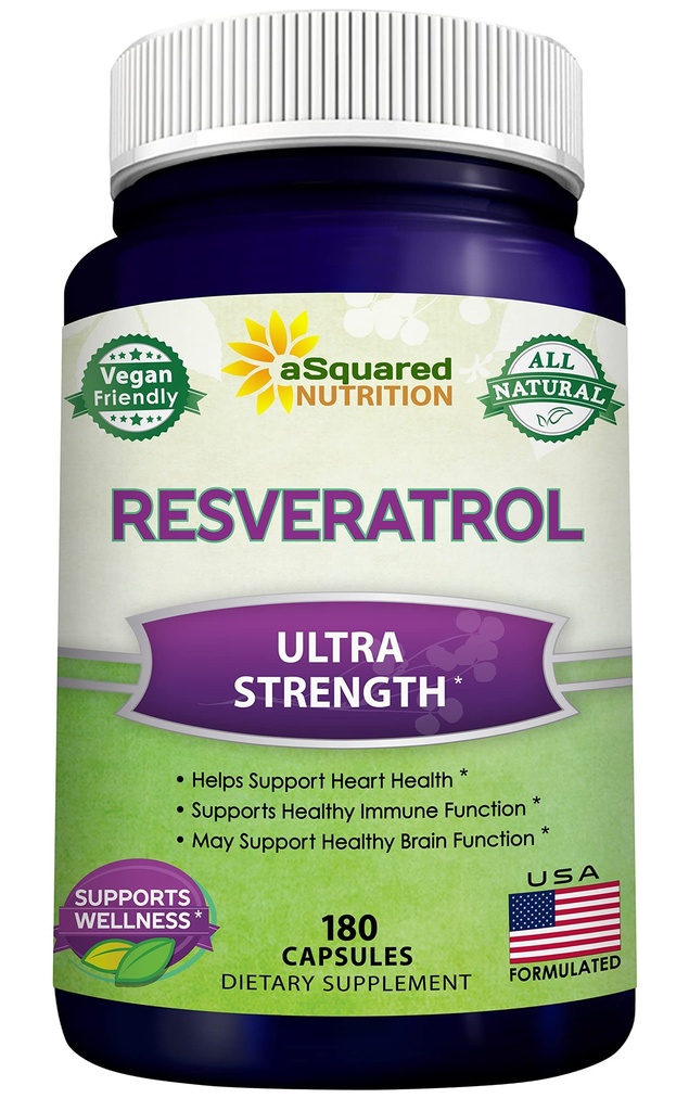 100% naturlig Resveratrol - 1000mg Per servering Max styrke (180 kapsler) Antioksidant Supplement, Trans-Resveratrol piller for hjerte helse og ren, polyfenoler