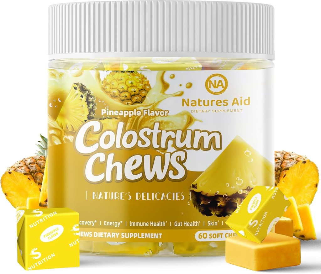 Kostrum Chews Supplement med probiotika for Gut Helse, Bloating, Immun støtte, hud, hårvekst og skjønnhet - Pineapple Flavor (60 Services)