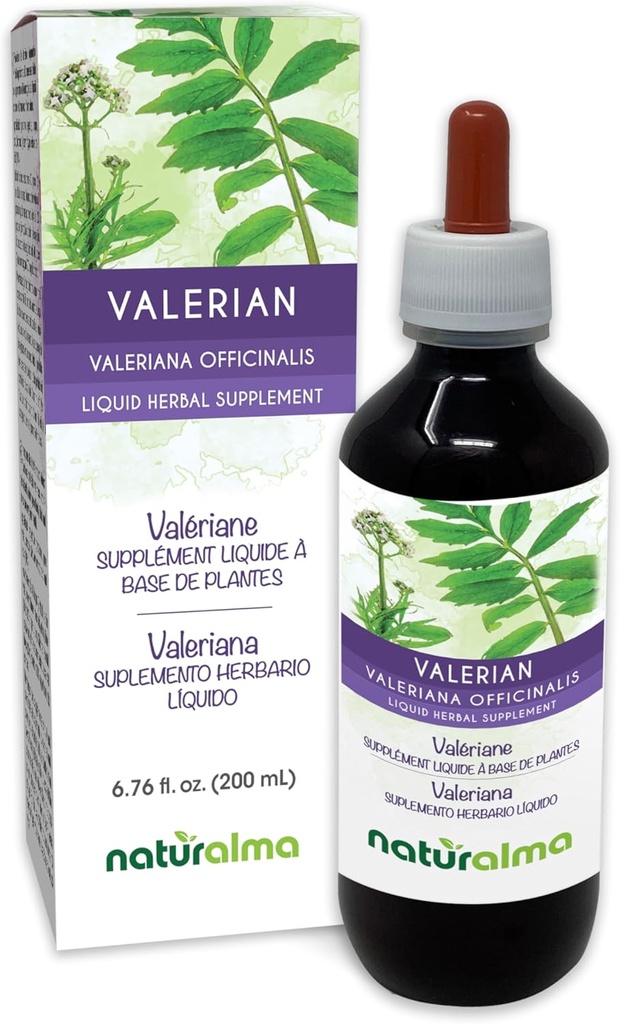 Naturalma Valerian (Valariana officinalis) Root alkoholfri tinktur - 6,76 fl oz flytende ekstrakt i Drops - Herbal Supplement - Vegan