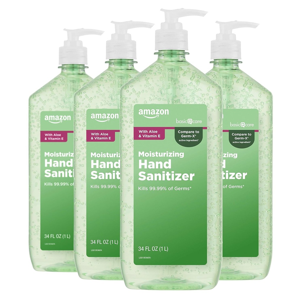 Basic Care - Aloe Vera hånd Sanitizer 62%, 34 fl oz (Pack of 4)