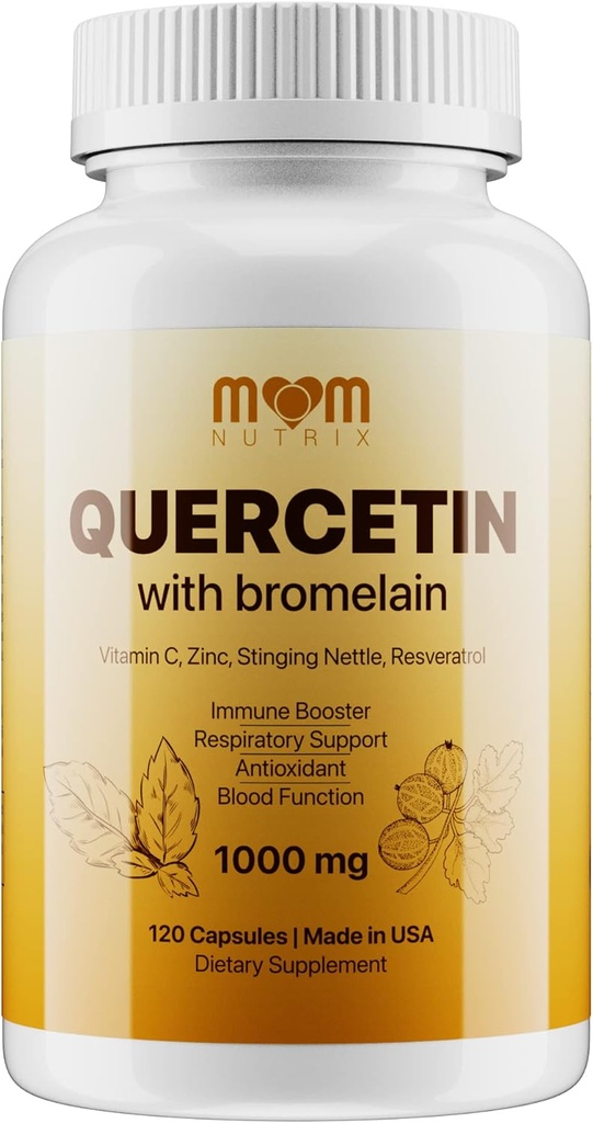 Avansert Quercetin med Bromelain - 120 kapsler med eldrebær, Stinging Nettle, Resveratrol, sink, vitamin C & D - laget i USA